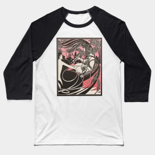 Flute Lady (black on pink) Baseball T-Shirt